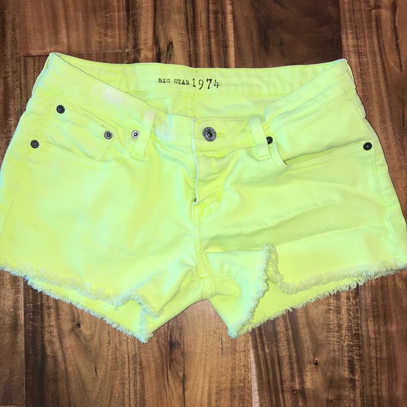 Lime green/yellow Big Star denim shorts - Picture 4 of 5